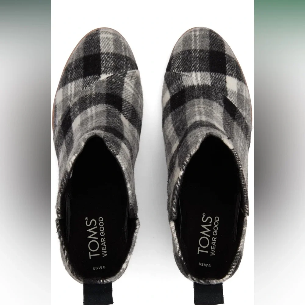 Toms Black and Gray Plaid Ankle Booties - Picture 6 of 9